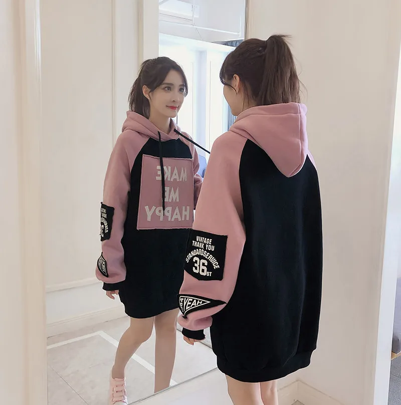 

ZOGAA Autumn Winter Clothes Casual Fleece Loose Long Sleeve Patchwork Pullover Dropship Hooded Hoodies Women Sweatshirt Thick