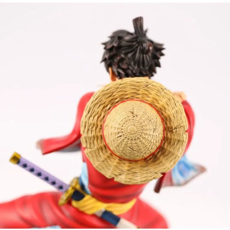 

One Piece Monkey D Luffy Statue Straw Hat Pirates Bust Full-Length Portrait Hat Boy Kimono GK Action Figure Toy BOX 29CM Q525