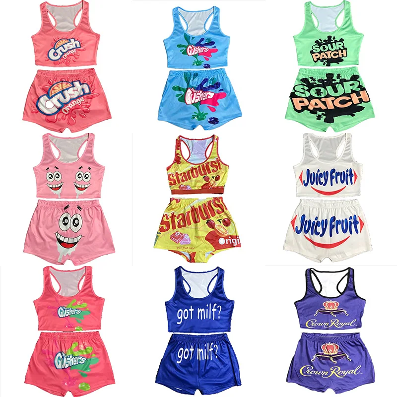 

2020 Plus Size Two Piece Set Women Biker Shorts Wear Matching Sets 2 Piece Summer Outfits Two-piece Outfit Casual Women's Sets