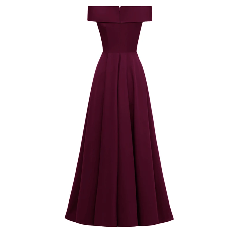 

Spring and autumn dress women dress 2019 elegant red blue black off shoulder satin ladies Evening party dress women party night