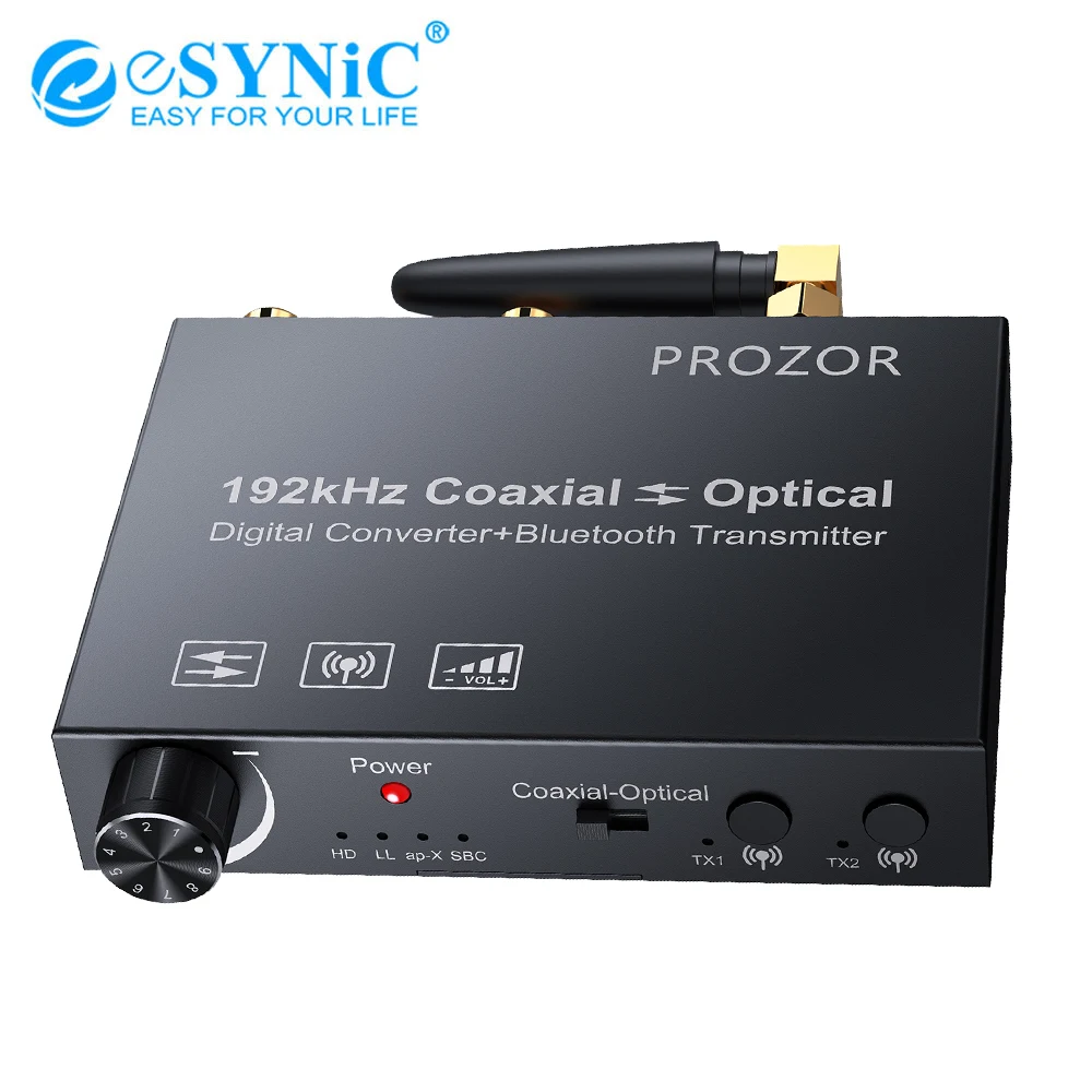 

192kHz DAC Coaxial To Optical & Optical To Coaxial Converter With Bluetooth-Compatible 5.0 Transmitter Support Aptx Low Latency