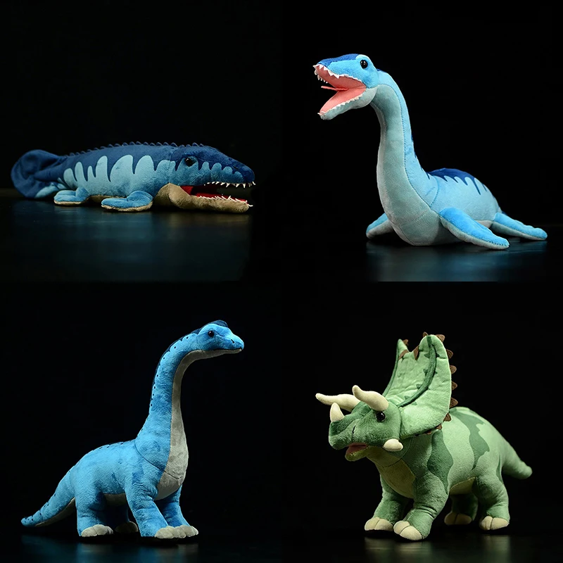 Мягкие игрушки динозавров: реалистичные брахиозавры, пентацератопсы, мозазавры, плезиозавры. Игрушка-плюшевое животное для детей/взрослых.