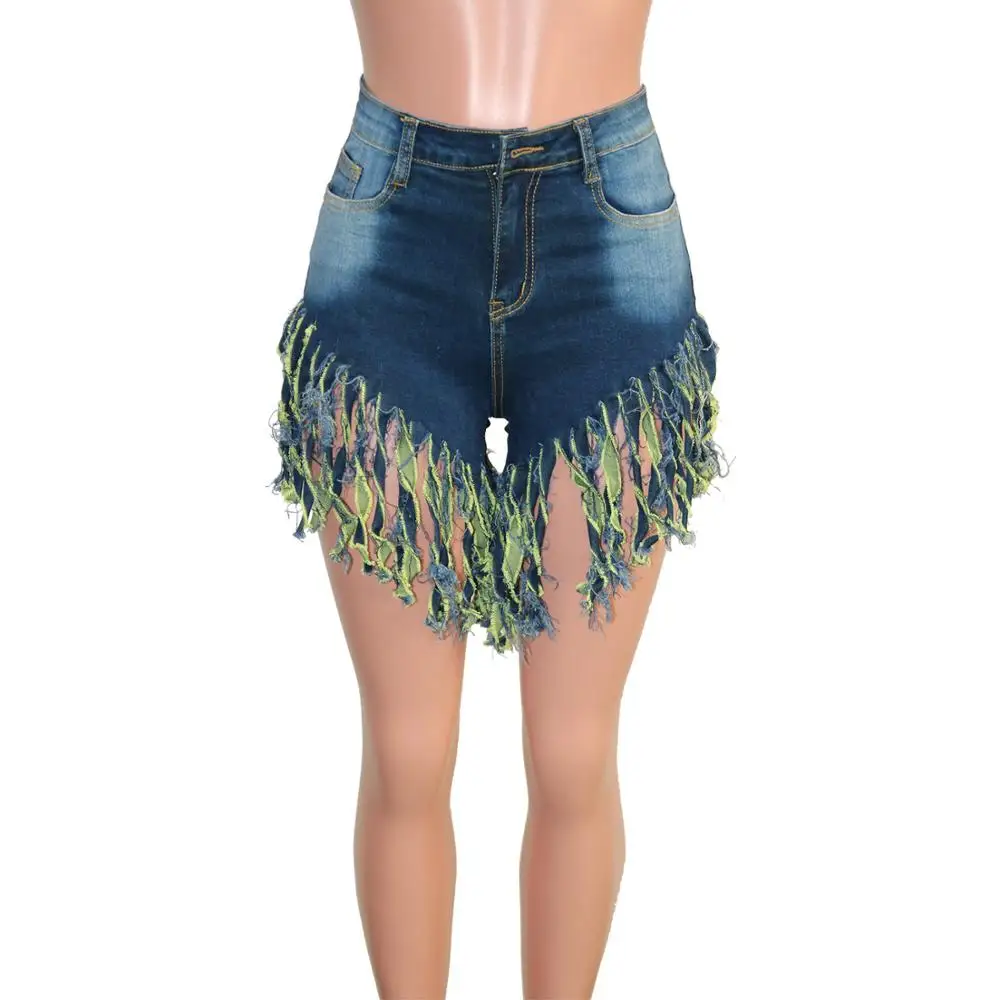 

Echoine Women Shorts Summer Fringe Tassel Denim Shorts Club Outfit Jeans Hight Waist Femme Skinny Slim Plus size Jean Shorts