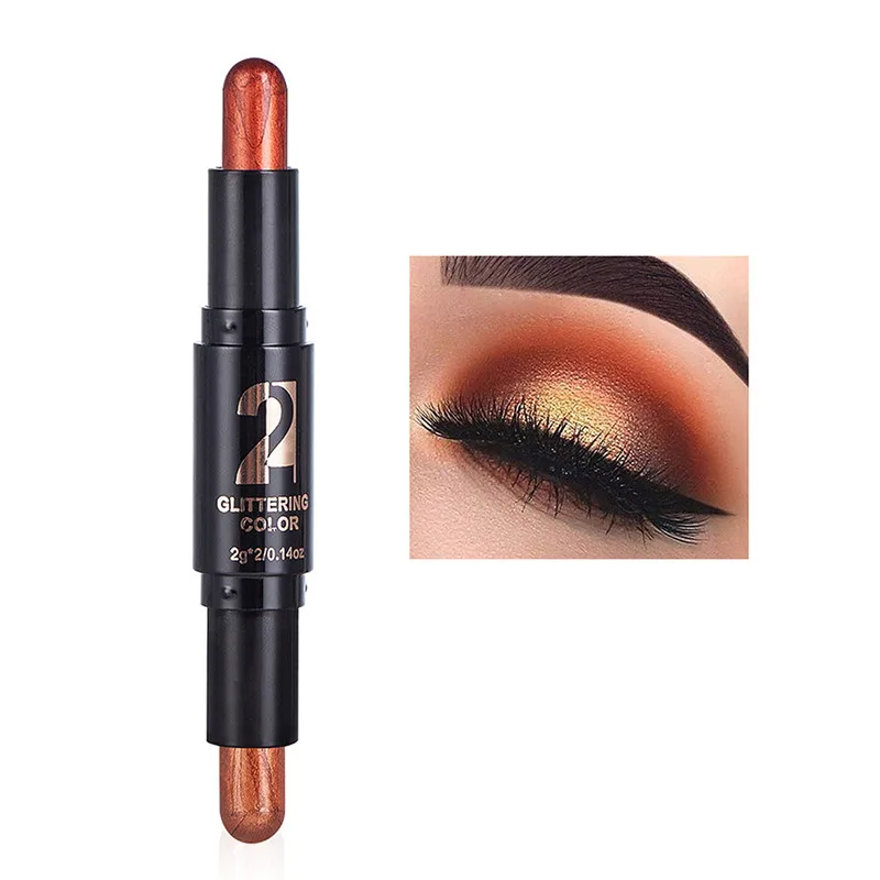 Двойной карандаш для теней мерцающий пигментный крем век водостойкая ручка