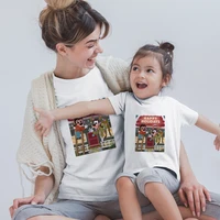 happy holiday family matching t shirt mother and daughter sets christmas goofy print t shirt children disney women clothes