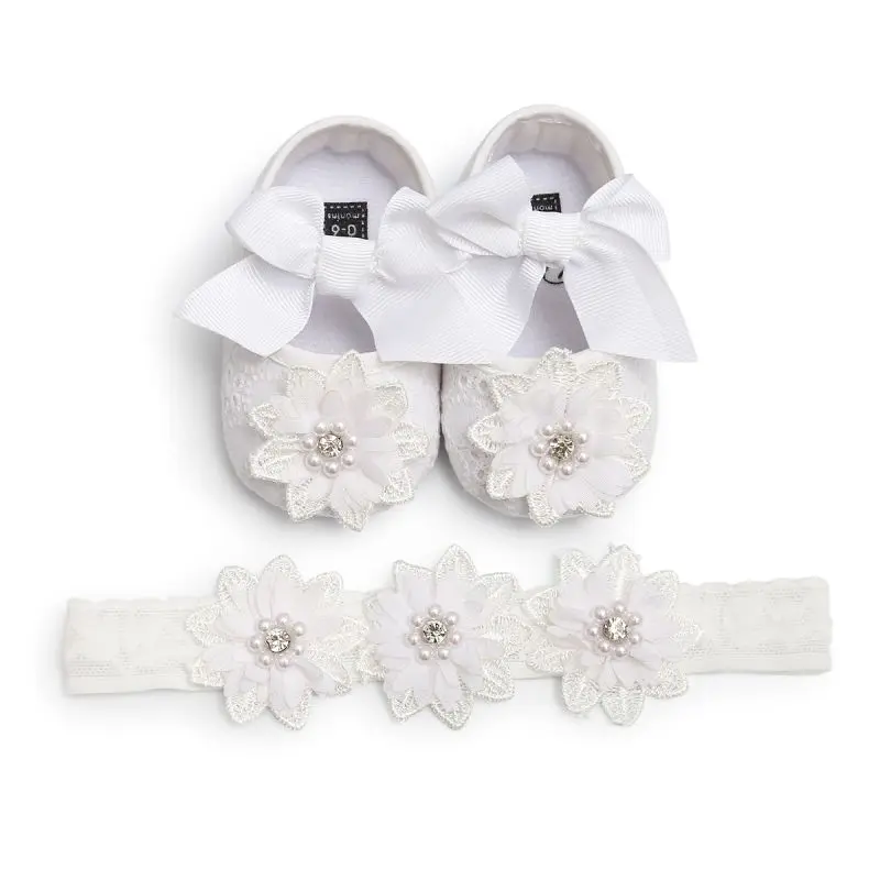 

Baby Girls Shoes With Hairband Autumn Toddler First Walkers Shoes Newborn Flowers Soft Soled Baby Shoes 0-18M