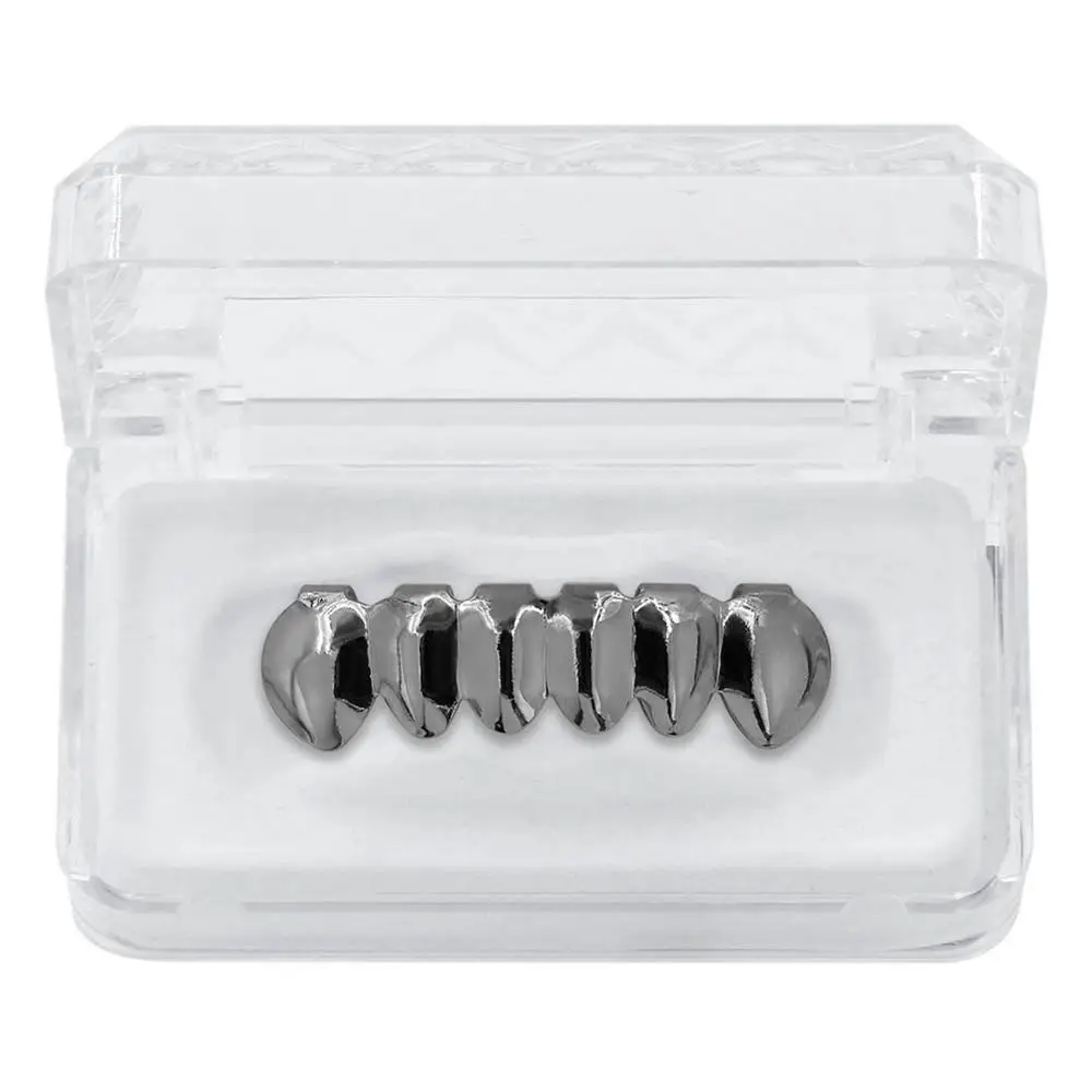 Black Bottom GUCY пользовательский подходят золото посеребренные хип-хоп ЗУБЫ Grillz верхней и нижней вампира зубы-клыки грили Шапки Набор с силиконовым - Окраска металла: Black Bottom