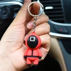 Брелок с подвеской в виде 3d-фигурок из игры кальмар, маски, аксессуаров, подвеска для автомобиля, брелок в виде колокольчика, подвеска для сумки, геометрический брелок, подарок