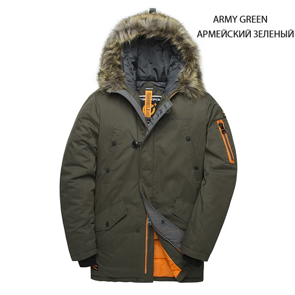 Army Green TIGER FORCE куртка мужская зимняя аляска куртка парка мужская кофта зимняя куртка для мужчин mens winter jackets Russia men coats - Цвет: Army Green
