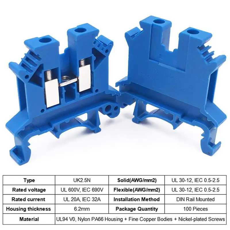 HTHL-испаритель DK2.5N-BL 10 Gang распределение мощности Dk2.5N-BL Box Connector DIN Rail Terminal 12-22 AWG 20 Amp |