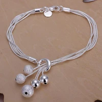 brass multi snake chain charm bracelet silver color ball charms bangle for women female party wedding jewelry findings gift