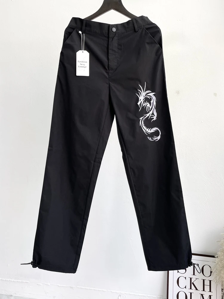 

Джинсы женские свободные с завышенной талией, модные брюки из денима с широкими штанинами, в стиле Харадзюку, шикарные повседневные штаны д...