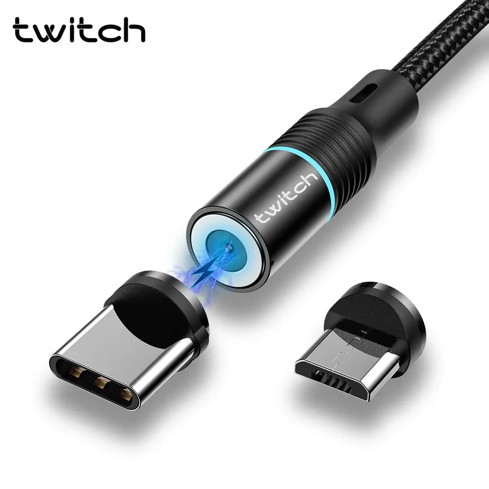 Twitch Magnetic USB Cable 1m/2m /3m Fast Charging USB Type C Cable Magnet Charger Data Charge Micro USB Cable Mobile Phone Cable