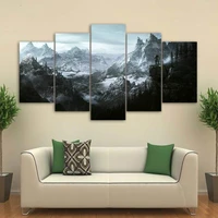 5 piece video game skyrim dragon posters and hd prints landscape pictures canvas painting for living room wall art home decor