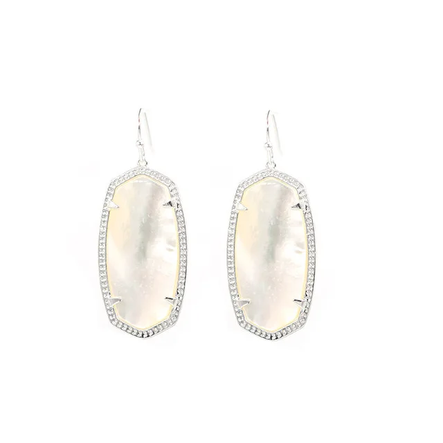Silver Pearl Новое поступление, маленькие овальные серьги с камнями, Полностью украшенные камнями, висячие серьги для женщин, модные ювелирные изделия - Окраска металла: Silver Pearl