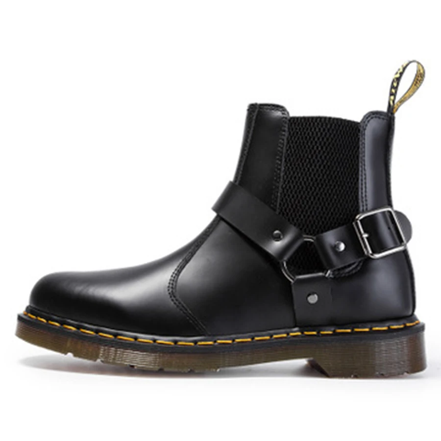 

Wincox Chelsea Boots Ladies Couple Large Size Martin Boots Women's Leather Ankle Boots A Pedal Leather Buckle Boots Women's