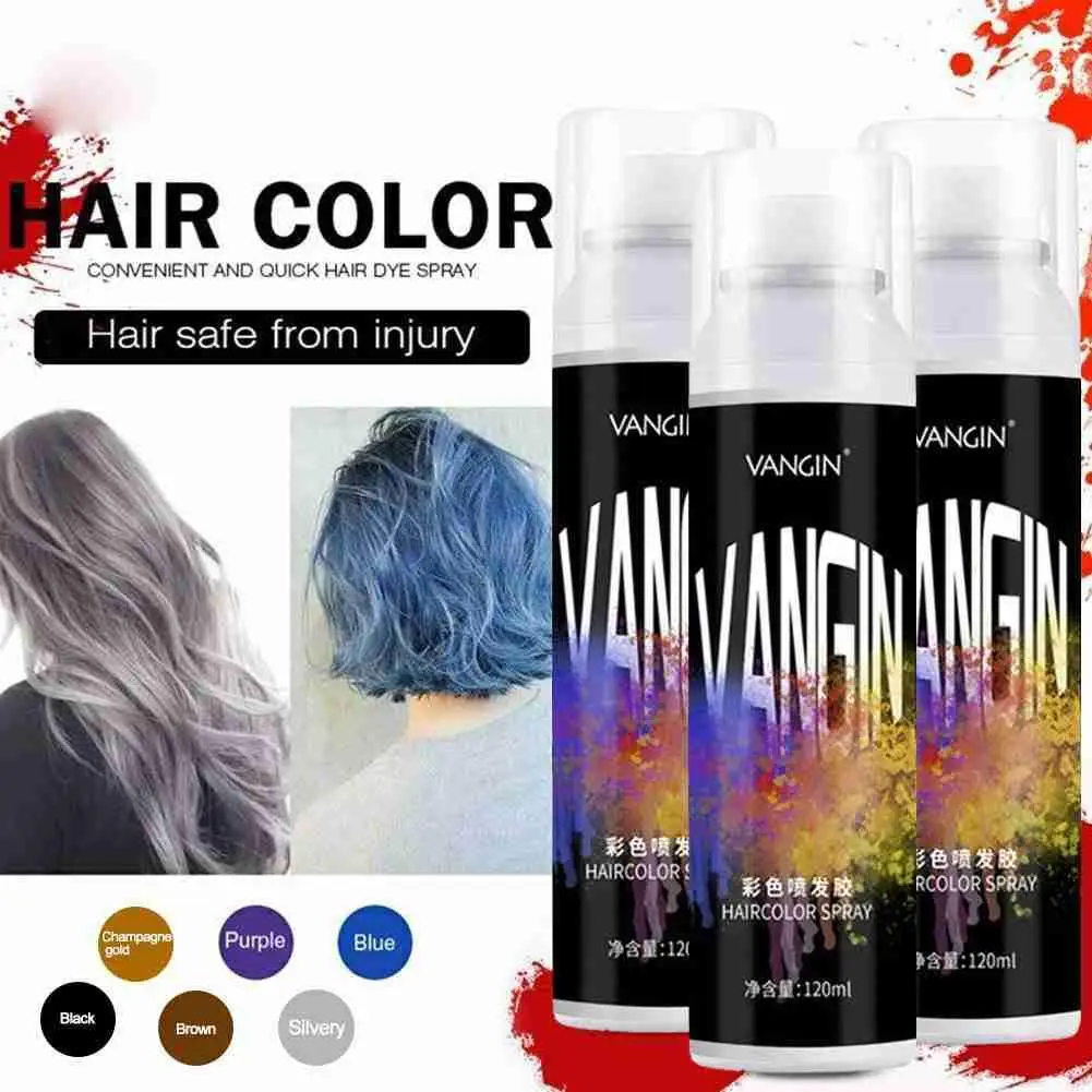 120ml Hair Dye Spray Fiber Styling Water 6 Colors Liquid Temporary Unisex Holiday Party | Красота и здоровье