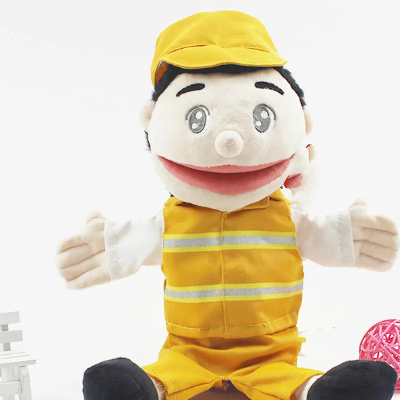 

30cm Professional Workers Plush Toys Policeman Cook Stuffed Doll Puppets Cute Boys And Girls Hand Puppet Kids Gifts