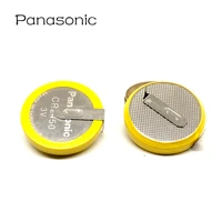 2pcslot panasonic cr2450 3v button batteries h type horizontal rice cooker cr 2450 lithium battery cell with 2 soldering pins