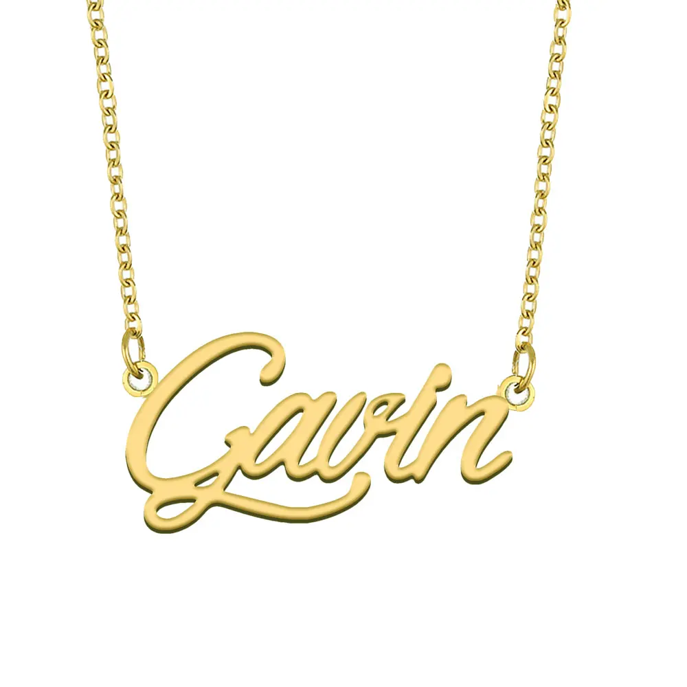 

Gavin Nameplate Necklace for Women Stainless Steel Jewelry Gold Plated Name Chain Pendant Femme Mothers Girlfriend Gift