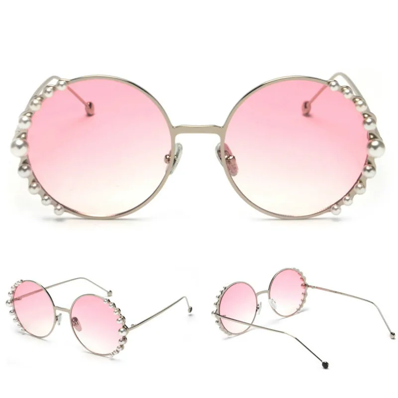 Солнцезащитные очки женские в металлической оправе круглые с градиентными