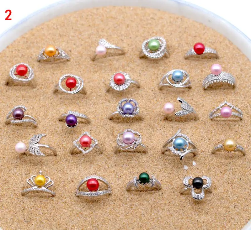 Женское кольцо с жемчугом и цирконом 10 шт. | Украшения аксессуары