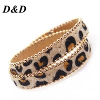2021 fashion leopard charm bracelets for women boho gold color button vintage leather bracelet christmas punk jewelry