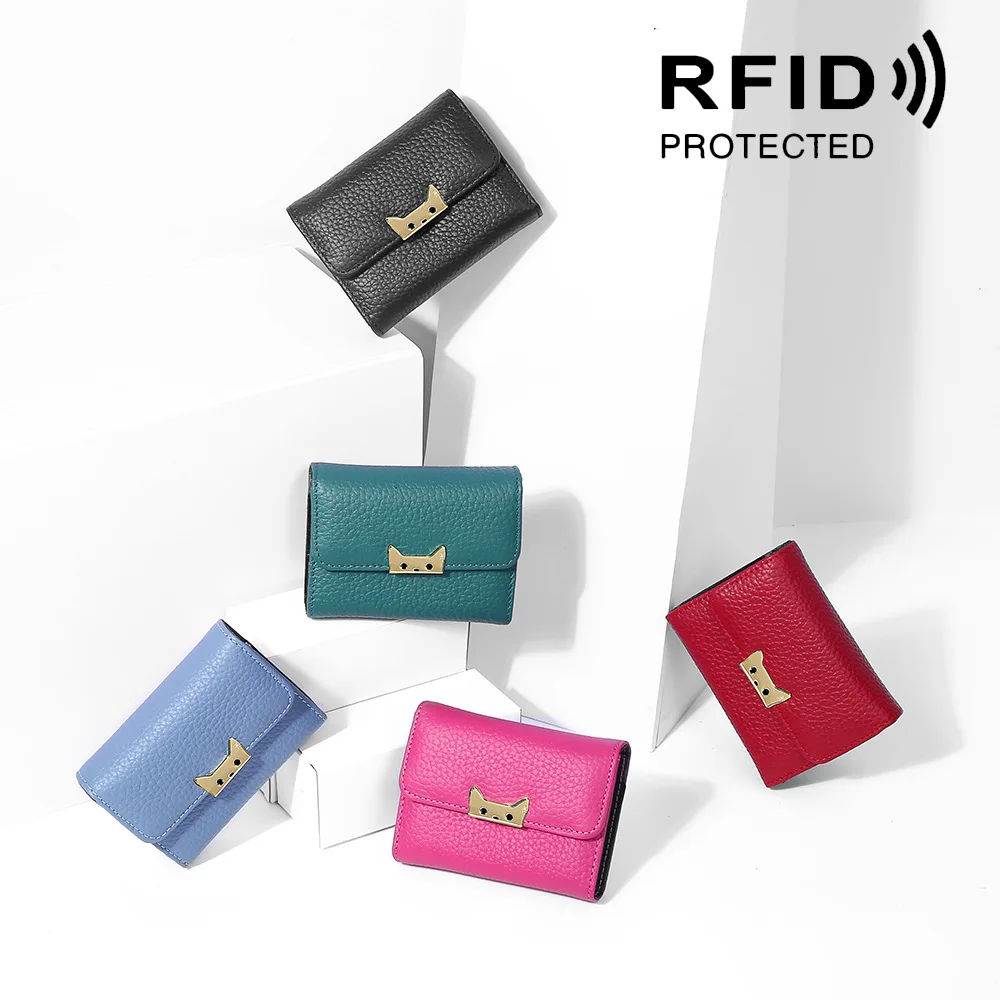 Чехол-кошелек из натуральной кожи с визитной карточкой, Rfid, защищающий банк, держатель для кредитных карт, милый кошелек для карт