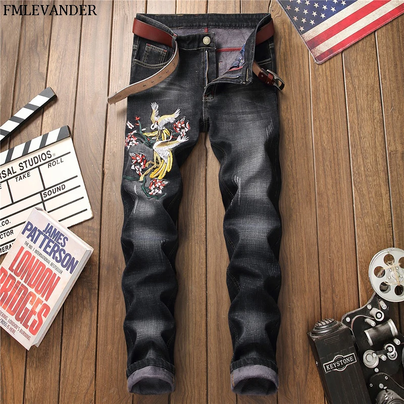 Стрейч толстые бархатные брюки теплые джинсы размера плюс 38 винтажные потертые