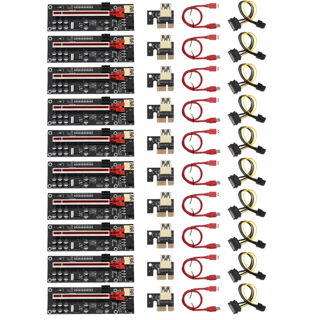 1-10 шт. PCIE Riser 011 V011 Pro PCI-E PCI E экспресс-карта GPU 1X до X16 6-контактный Переходник кабеля