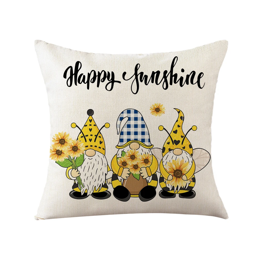 Чехол для подушки с геометрическим рисунком синяя желтая декоративная льняная