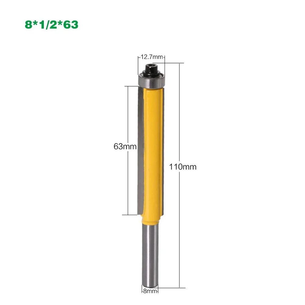 

45# steel Milling Cutter Solid Hardened Steel 8mm Shank Flush Trim 12.7mm Use