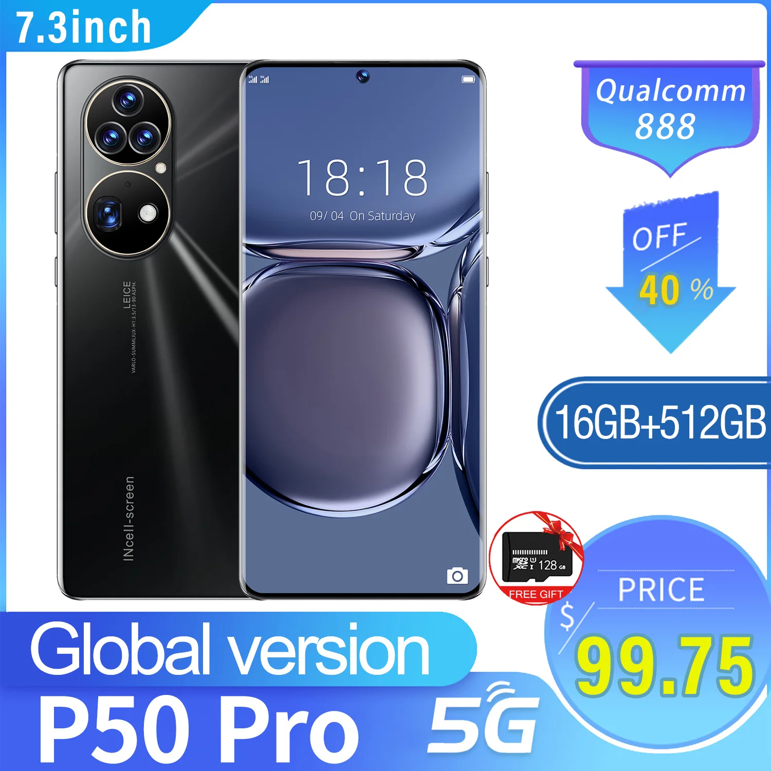 

Global Version 7.3inch P50 Pro Smartphone 16+512GB 36MP+64MP Dual SIM 4G/5G Networkphone Android12 Celulares Smart phone Phones