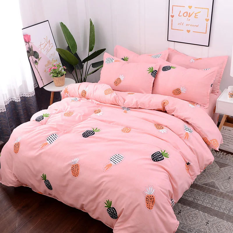 Простой постельное белье розового зеленого цвета с оленем в горошек