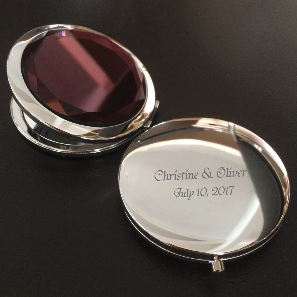 Персонализированное круглое хромированное компактное зеркало из нержавеющей