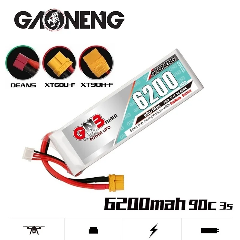 

Gaoneng GNB 11,4 V 6200mAh T/XT60/XT90/EC5/TRX Plug 90C 3S DIY LiPo батарея для FPV гоночного дрона RC квадрокоптера запасные части