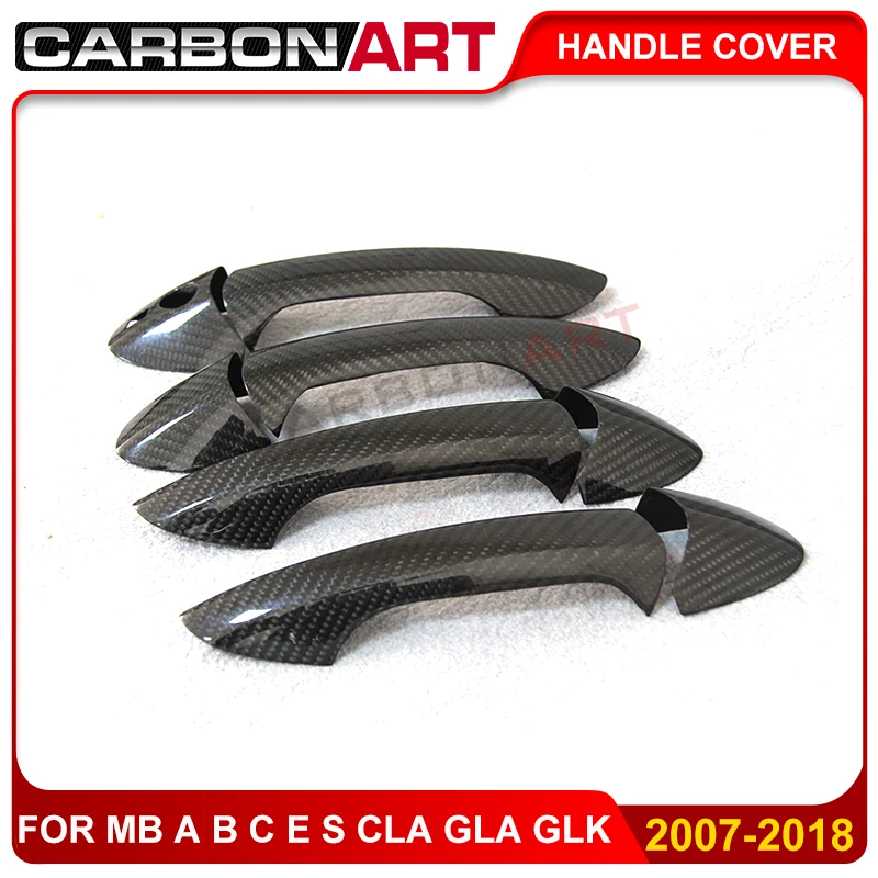 

Car Door Handle Cover For Mercedez w204 C Class A B E class Carbon Fiber Handle Sticker For benz GLA CLA W117 CLS Accessories