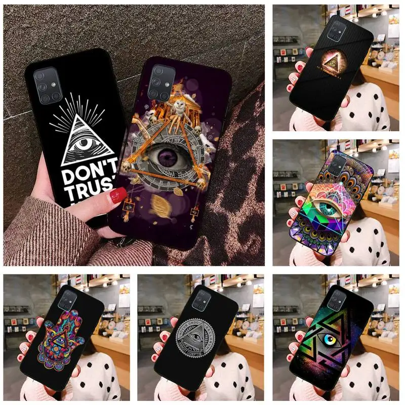 Тонкий жесткий чехол для телефона с символами пирамиды глаз и подсветкой Samsung Galaxy