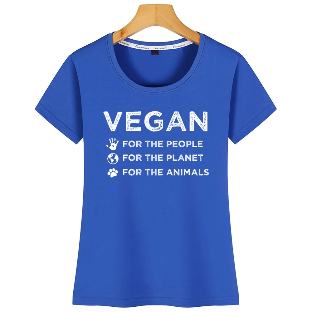 Топы футболки для женщин Vegan People Planet Animals органические забавные надписи короткая