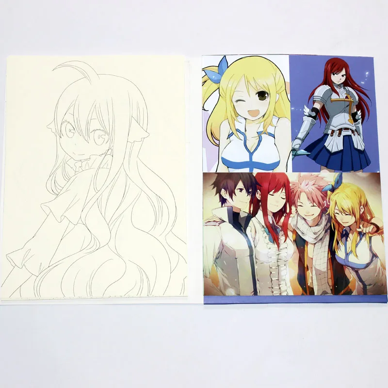 

Anime Fairy Tail Cartoon Coloring Book For Children Adult Relieve Stress Kill Time Painting Drawing antistress Books gift