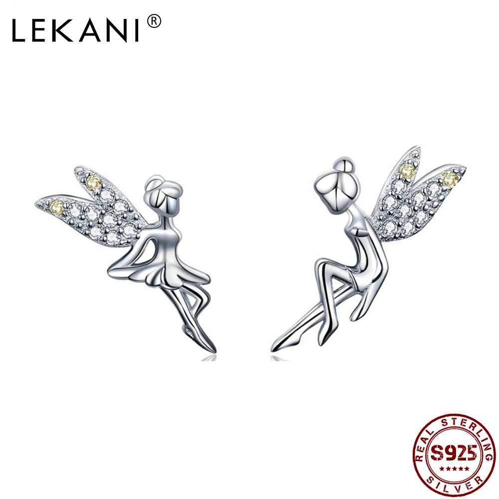 

LEKANI 925 Sterling Silver Earrings For Women Cute Fairy Tale Little Angel Stud Earrings Simple Fashion Jewelry Hot Sale 2021