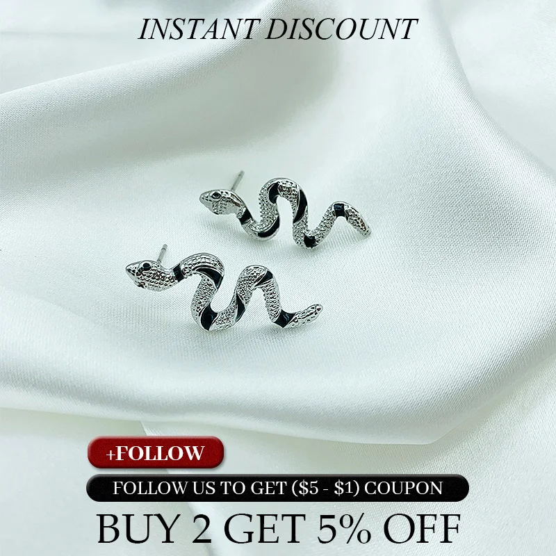 Серьги-гвоздики JOUVAL в виде маленькой змеи женские золотистые серьги животных