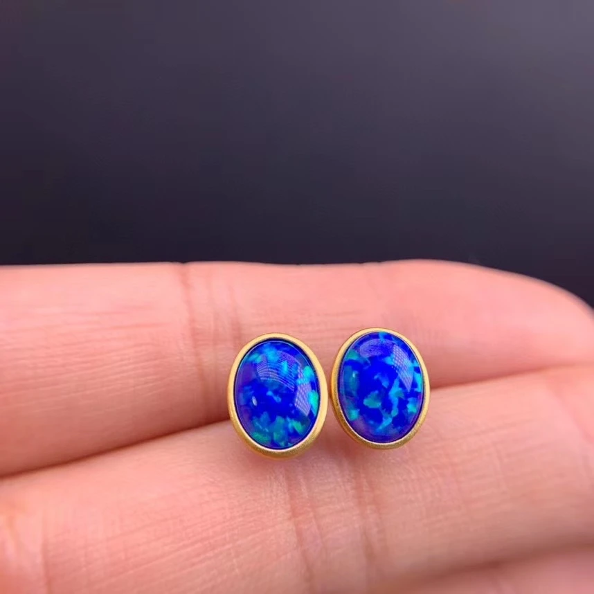 Женские серьги-гвоздики с натуральным опалом | Украшения и аксессуары