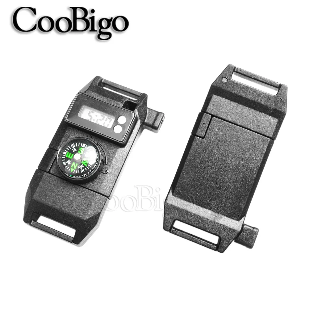 10pcs Time Display Compass Whistle 5/8" Buckle Parachute 550 Cord Paracord Bracelet Outdoor Camping Survival Kits | Дом и сад
