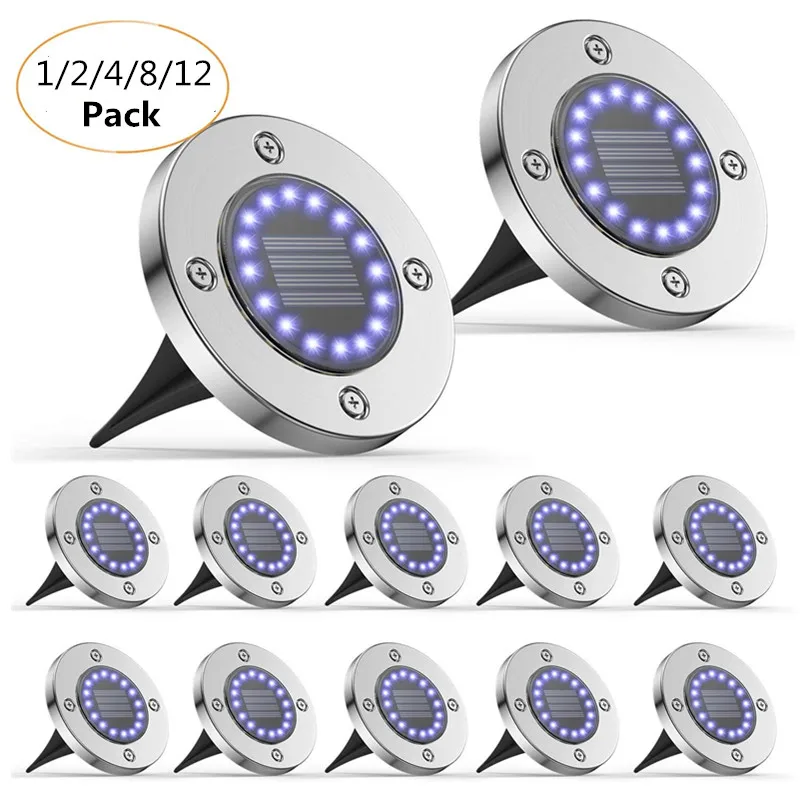 Солнечного сада светильник лужайки солнечной лампы наружного света диск 16led