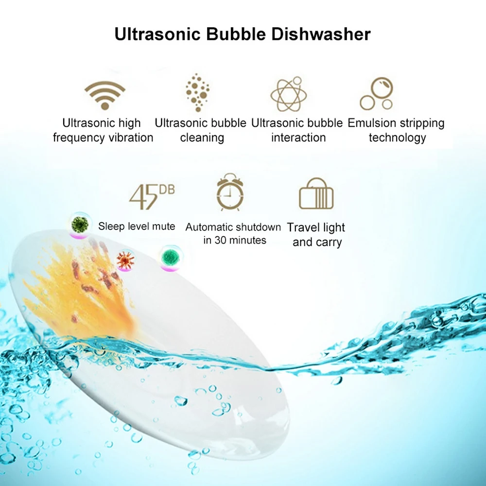 

Mini Ultrasonic Dishwasher Househole Lazy Dishwashing Artifact Portable Multifunctional Dish Washing Machine Kitchen Supplies