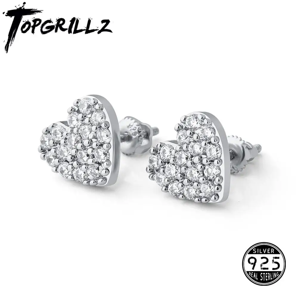 Серьги гвоздики TOPGRILLZ женские из серебра 925 пробы изящные украшения в форме