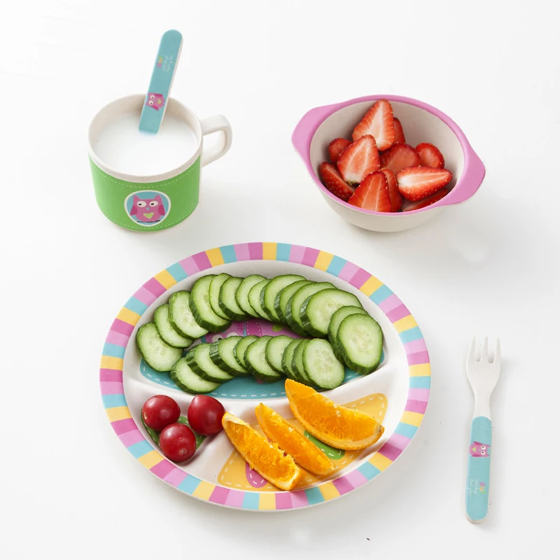 5 шт./компл. детская посуда для кормления с героями мультфильмов Экологичная из