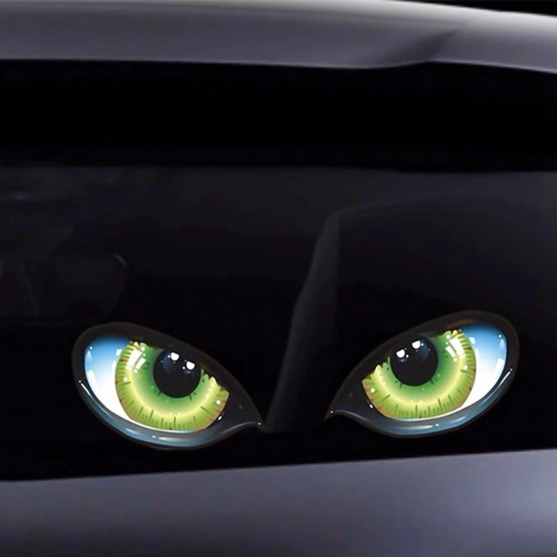 2 шт./пара забавные Светоотражающие 3D зеленые кошачьи глаза автомобильные