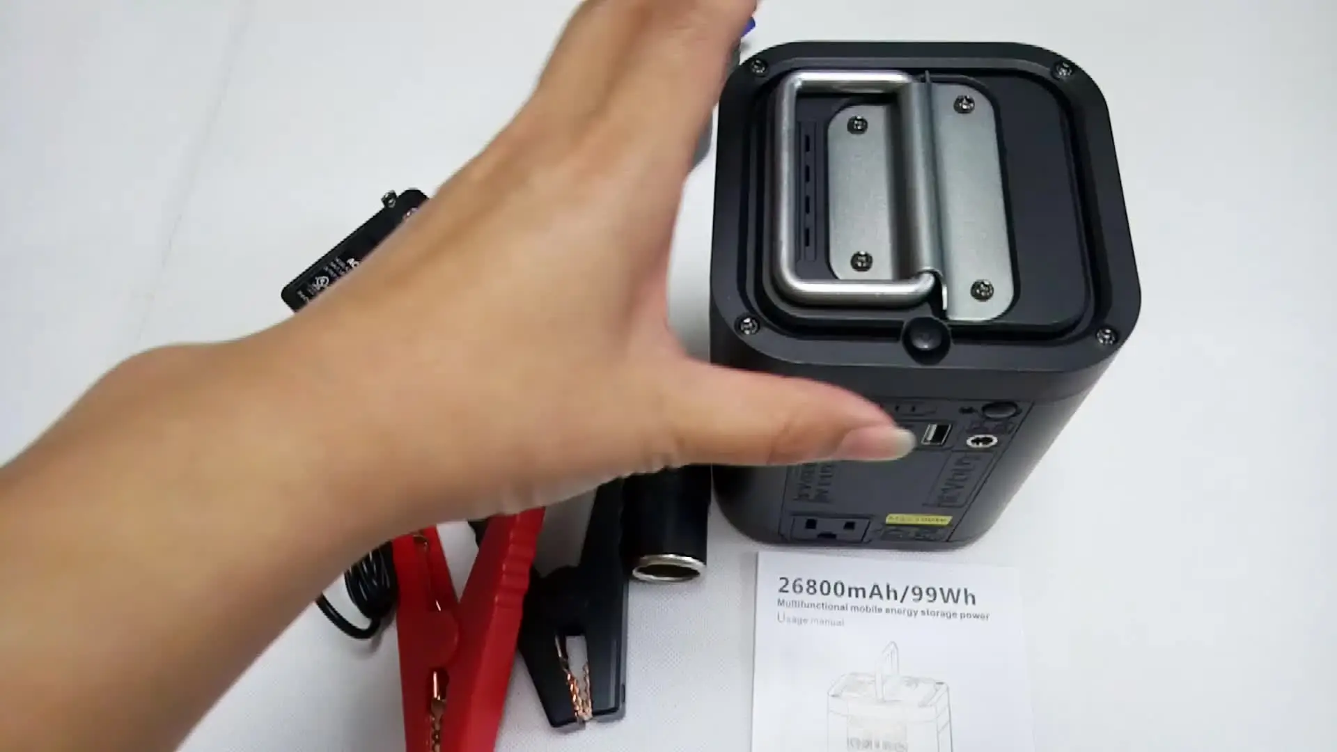 

110V/220V output ac outlet OEM portable charger super large capacity jump starter LED flashlight ac power bank kit